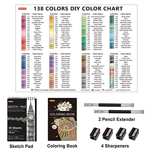 138 Colors Professional 색연필, Shuttle Art Soft Core Coloring Pencils Set 미국출고 -564222