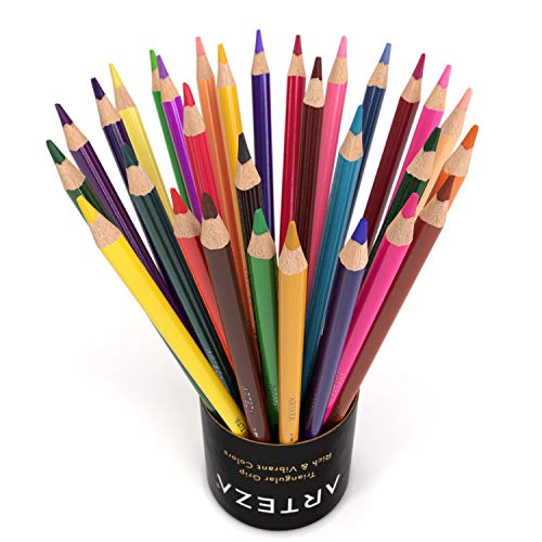 Arteza 수채화 연필 48 개 세트, 미리 깎은 삼각형 모양의 색연필 성인 및 어린 이용, 그리기, 스케치 및 페인팅 미국출고 -564300