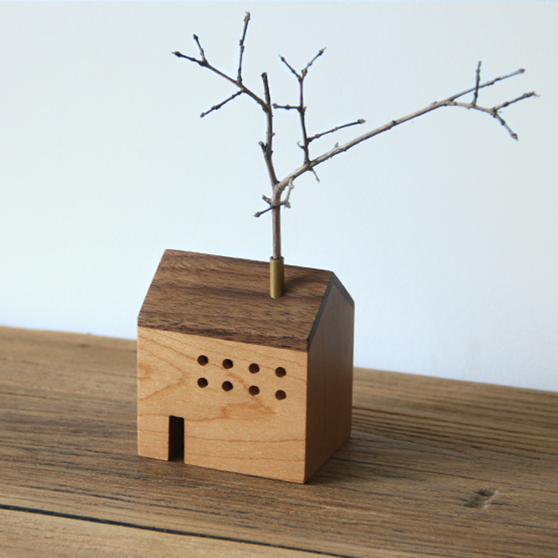고급원목 인테리어소품 일식기 작은 집 통나무 집 꽃 꽃꽂이 홈 인테리어 장식품 창의성로 아로마-570042