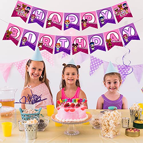 Lo_l Happy Birthday Banner - Lo_l Surprise Party Supplies Cute Pink Lo_l 엘오엘 서프라이즈 L.O.L. Surprise Theme Birthday Party  미국출고-577335