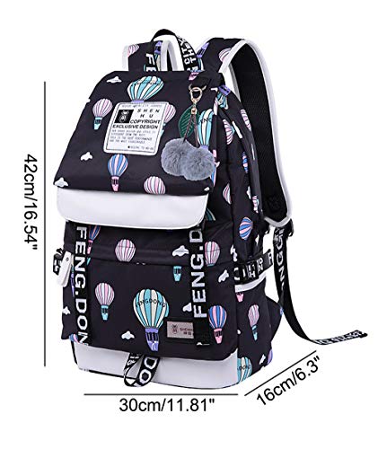 Teenage girls Backpack Middle School Students Bookbag Outdoor Daypack With USB charge Port 미국출고-577348