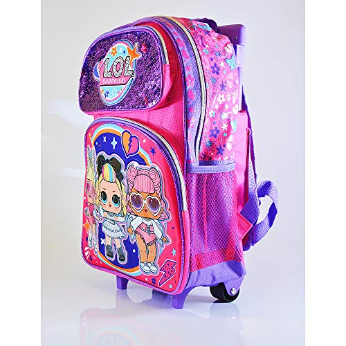 엘오엘 서프라이즈 L.O.L. Surprise LOL 16 Inch Large School Rolling Backpack with Goodies Bundle | LOL Pink &amp; Purple Sequin | LOL 미국출고-577493