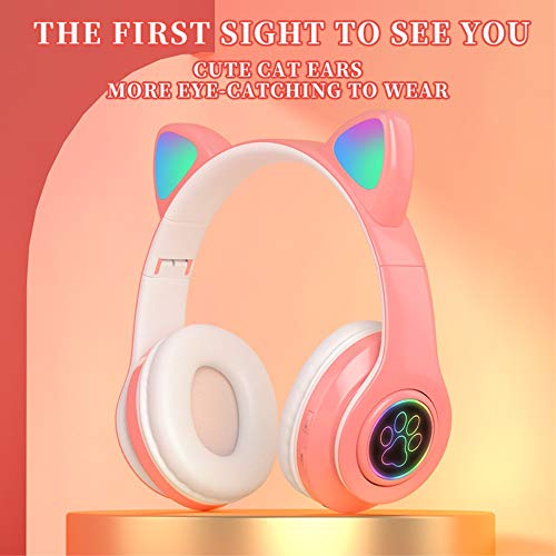 Amazing 7 Cat ’s Ears LED 블루투스 헤드폰, 액티브 노이즈 캔슬링 헤드폰, 무선 헤드셋 오버 이어, 8 시간 재생, Hi-Fi 스테레오, 음악 게임 DJ를위한 딥베이스 (피콕 블루)-57 미국출고-577664