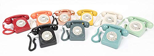 GPO 746 Rotary 1970s-style 레트로 엔틱 Landline 레트로 클래식 전화기 - Curly Cord, Authentic Bell Ring  미국출고-577762