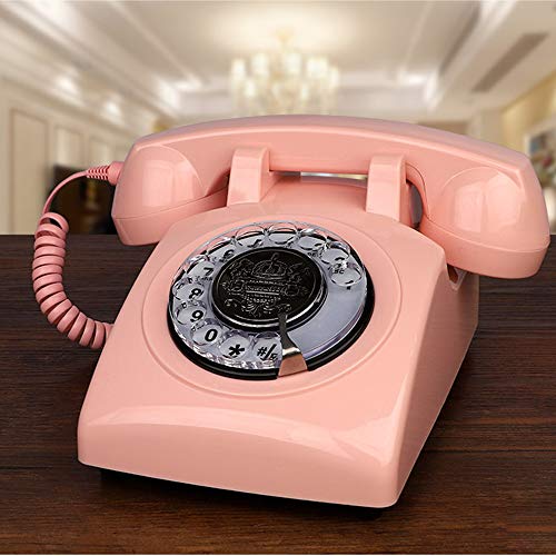 Pink  레트로 클래식 전화기s, TelPal Corded  레트로 클래식 전화기 Classic Rotary Dial Home 레트로 클래식 전화기s Antique Vintage 레트로 클래식 전화기-57 미국출고-577765