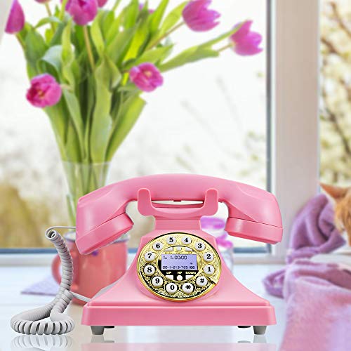 Pink 레트로 엔틱 Landline 레트로 클래식 전화기 for Home, IRISVO Vintage 레트로 클래식 전화기 Old Fashioned Classic Desk  레트로 클래식 전화기-57778 미국출고-577784