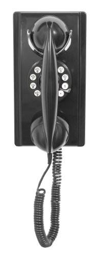 Crosley CR55-BK Wall 레트로 클래식 전화기 with Push Button Technology, Black  미국출고-577786