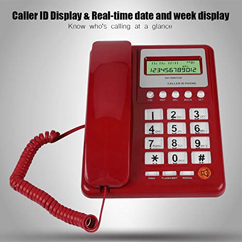 Diyeeni 레트로 엔틱 Red Corded  레트로 클래식 전화기 with Caller ID Display, Wired  레트로 클래식 전화기 with DTMF,FSK Dual Mode Flash and Redi 미국출고-577790