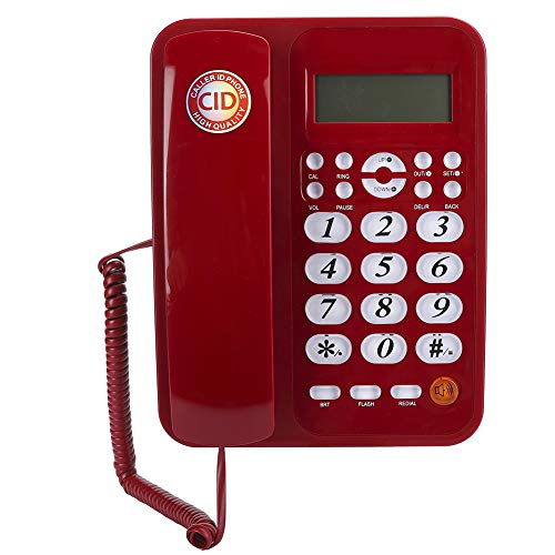 Zopsc Red Wired  레트로 클래식 전화기, Fixed Landline 레트로 클래식 전화기, with LCD Screen Displays Easy to Install  미국출고-577792