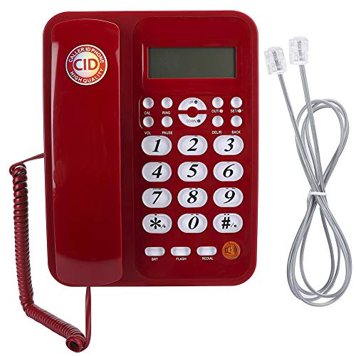 Zopsc Red Wired  레트로 클래식 전화기, Fixed Landline 레트로 클래식 전화기, with LCD Screen Displays Easy to Install  미국출고-577792