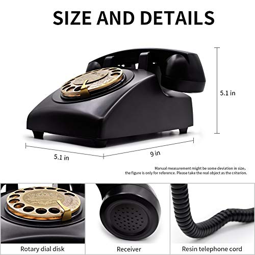 IRISVO 레트로 엔틱 Rotary 레트로 클래식 전화기s for Landline, Corded 레트로 클래식 전화기 Old Fashioned Rotary Dial Landline 레트로 클래식 전화기-5 미국출고-577799