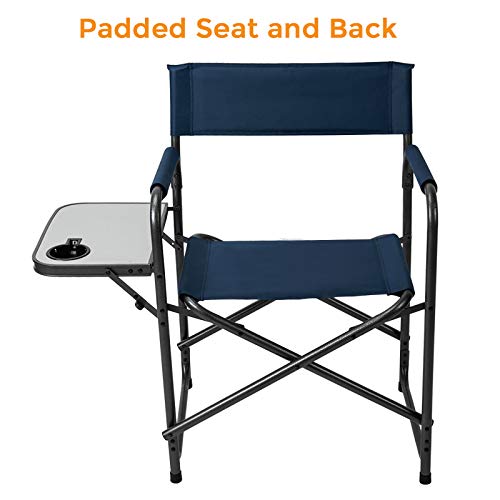 Pacific Pass 캠핑 감독 의자 접이식 휴대용 의자 (사이드 테이블 컵 홀더 포함) 캠핑, 낚시, 하이킹, 야외용 접이식 스포츠 캠프 의자 캠핑의자 미국출고-577827