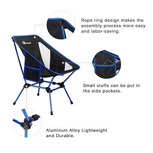 MOON LENCE 배낭 의자 야외 캠핑 의자 측면 주머니가있는 소형 휴대용 접이식 의자 캠핑 배낭 하이킹을위한 포장 가능한 경량 헤비 듀티 캠핑의자 미국출고-577842