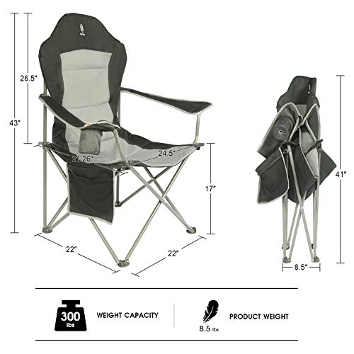 EVER ADVANCED 접이식 캠핑 의자, 대형 휴대용 패딩 캠프 의자 (캐리 백 포함), 헤비 듀티 프레임, 조정 가능한 팔걸이 및 야외, 하이킹, 피크닉 캠핑의자 미국출고-577845