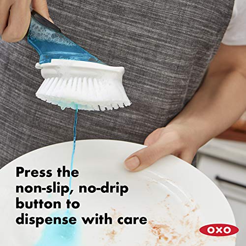 옥소 OXO Good Grips Soap Dispensing Dish Brush, 15x10x5cm, Black , Clear , White 미국출고-577862