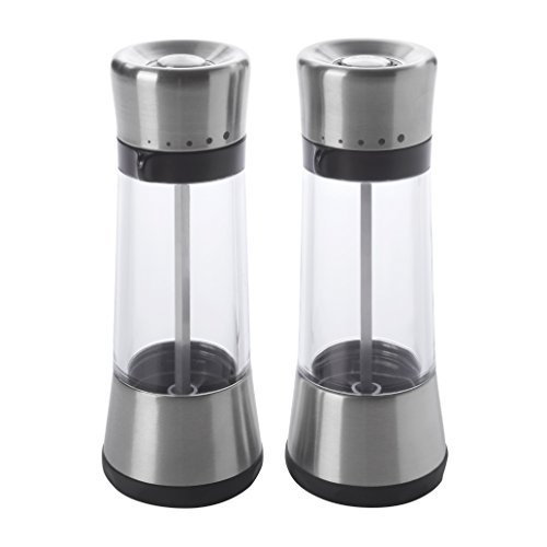 옥소 OXO Good Grips Sleek Salt and Pepper Mill Set with Adjustable Grind, Silver, n , a 미국출고-577995