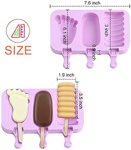 실리콘 재사용 가능한 아이스 캔디 및 케이크 금형-100 나무 스틱이있는 DIY 아이스크림 식품 등급 케이크 금형을위한 아이스 팝 메이커 아이스크림틀 몰드 미국출고-578115