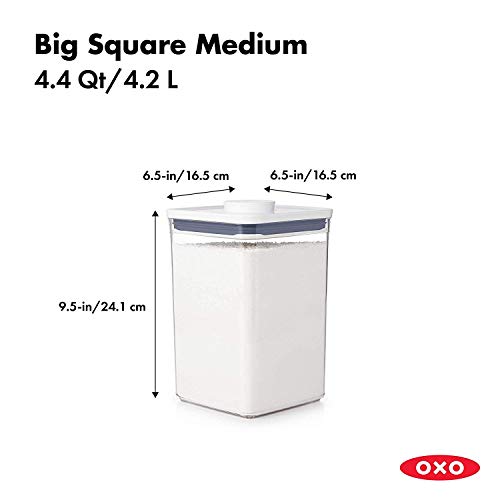 옥소 OXO 굿 그립 POP 용기 4.4 쿼트 사각 밀가루 밀폐 식품 보관 (4 개입) 미국출고-578127