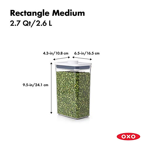 옥소 OXO Good Grips POP 용기-밀폐 된 식품 보관-2.7Qt 직사각형 (4 개 세트) 쌀 등 미국출고-578128