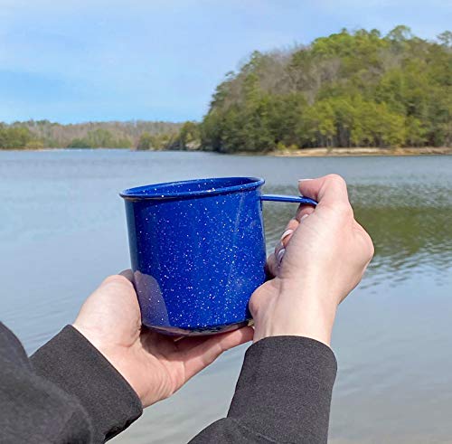 Darware 에나멜 캠핑 커피 머그4개 세트 16oz 파란색; 하이킹 여행 낚시 피크닉 579061 미국출고 캠핑컵