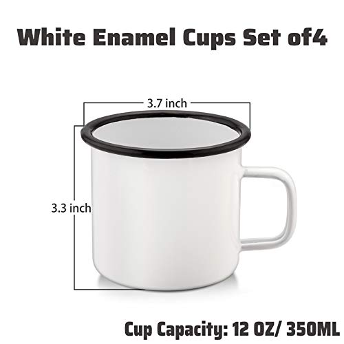 P&amp;P CHEF 에나멜 커피 캠핑 머그 컵 4개 세트 작고 귀여운 12온스 차 캠프 음료용 579068 미국출고 캠핑컵