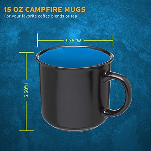 세라믹 캠프파이어 커피잔 10팩 15온스 얼룩덜룩한 캠핑 소박한 디자인 블루블랙 579078 미국출고 캠핑컵