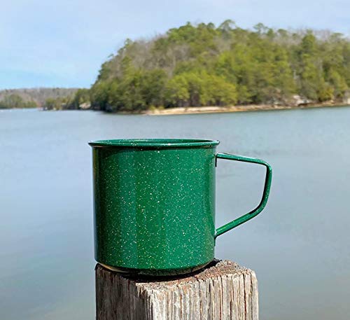 Darware 에나멜 캠핑 커피 머그4개 세트 16oz 녹색; 하이킹 여행 낚시 피크닉 사냥 및 야외 사용을 위한 금속 컵 579105 미국출고 캠핑컵