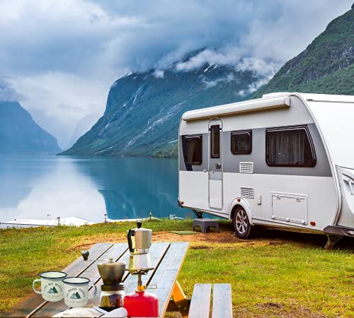 에나멜 캠핑 머그 세트 RV 캠핑용 12온스 금속 주석 컵 2개 산악 야외 모험 머그 579126 미국출고 캠핑컵