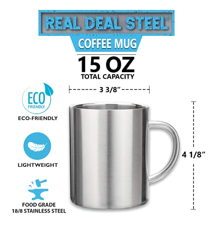스테인레스 스틸 이중벽 머그 100% BPA 무함유 15온스 금속 커피 및 차 컵 머그 579129 미국출고 캠핑컵