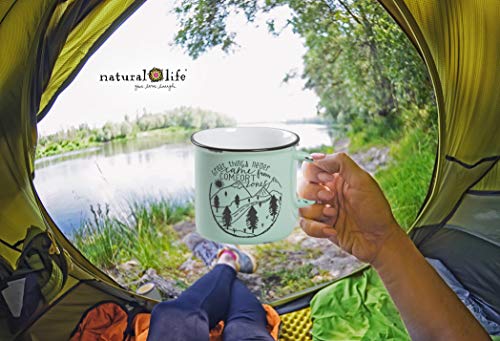 Natural Life 세라믹 캠프 머그 대형 16온스 커피 차 수프 오트밀 등을 위한 손잡이가 있는 귀여운 캠핑 컵Great  579142 미국출고 캠핑컵