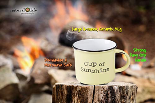 Natural Life 세라믹 캠프 머그 대형 16온스 커피 차 수프 오트밀 등을 위한 손잡이가 있는 귀여운 캠핑 컵Cup of Sunshine 579149 미국출고 캠핑컵