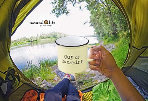 Natural Life 세라믹 캠프 머그 대형 16온스 커피 차 수프 오트밀 등을 위한 손잡이가 있는 귀여운 캠핑 컵Cup of Sunshine 579149 미국출고 캠핑컵