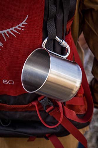 ADVENTURIST 접이식 카라비너 손잡이가 있는 스테인리스 스틸 캠핑 커피 머그 캠프 생존 요리 장비를 위한 경량 스테인리스 스틸 579172 미국출고 캠핑컵