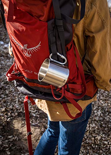 ADVENTURIST 접이식 카라비너 손잡이가 있는 스테인리스 스틸 캠핑 커피 머그 캠프 생존 요리 장비를 위한 경량 스테인리스 스틸 579172 미국출고 캠핑컵