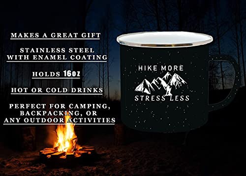 재미 있은 검정 큰 캠프 머그 에나멜 캠핑 커피 컵 선물 하이킹 더 스트레스 덜 캠핑 장비 579187 미국출고 캠핑컵