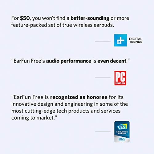 무선 이어버드 2020 CES Award EarFun 무료 블루투스 5.0 이어버드 무선 충전 케이스 포함 USBC 고속 충전 IPX7 방수 인이어 579819 미국출고 이어폰