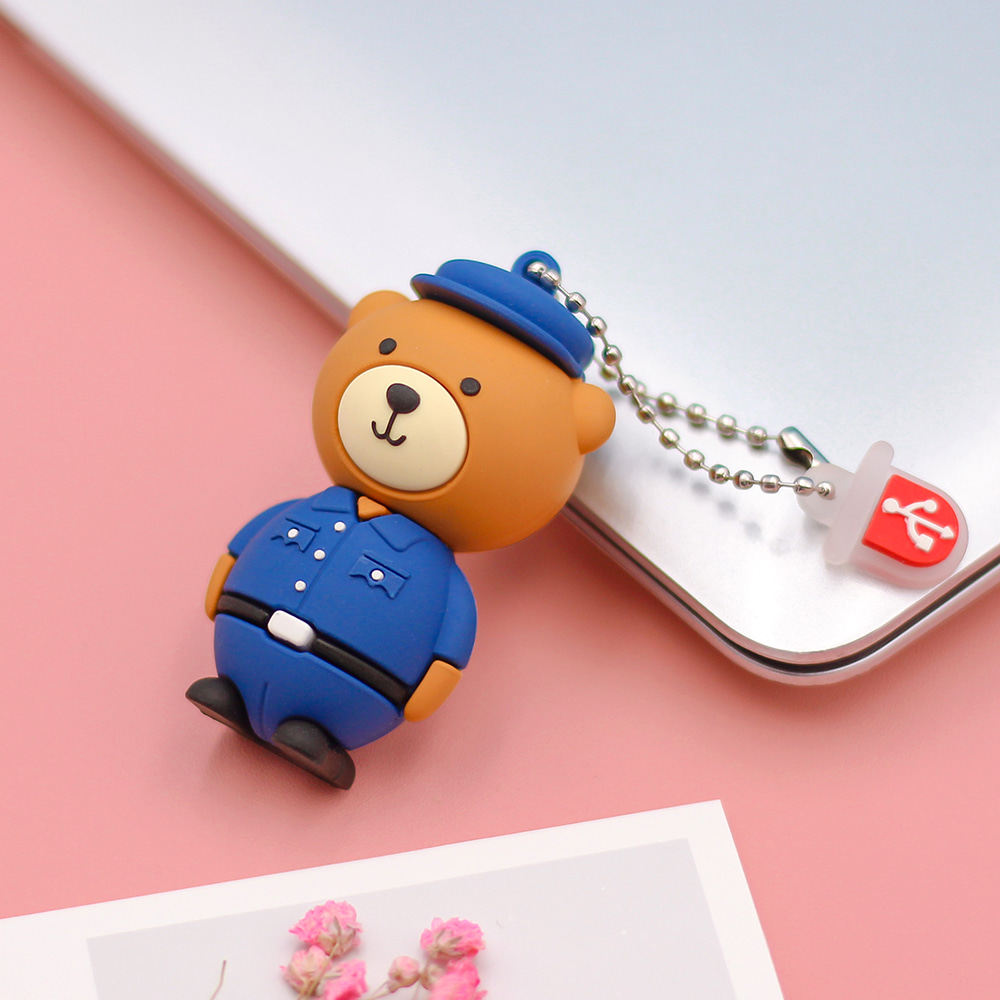 캐릭터 USB 경찰관 곰돌이 584032 크리에이티브 64G 캐릭터 커플 휴대용