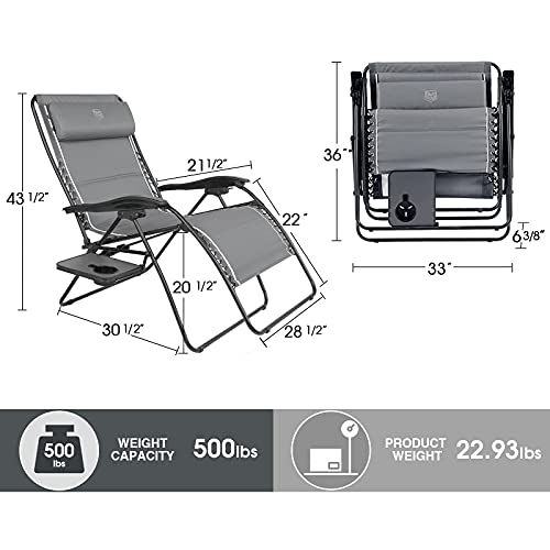 야외 캠핑 경량 미국 의자 휴대용 586015 대형 무중력 사이드 테이블이 있는 28인치 잔디