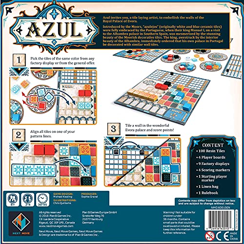 Azul  전략 배치 성인과 어린이를 위한 가족  8세 이상 2~4명의 플레이어 596123 미국 보드게임