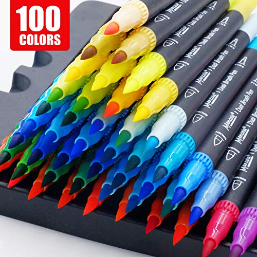 만콜라 색 펜 듀얼 브러시 펜 100색 파인 포인트 마커 600148 미국 색연필