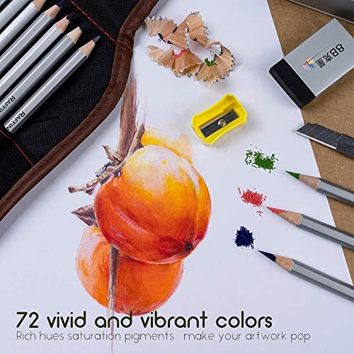 72 + 고무 지우개 세트 컬러 드로잉 아트 용품 아티스트 스케치 600149 미국 색연필