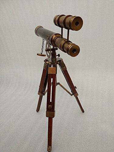 트리페드 스탠드 앤티크 홈 장식 테이블 상단에 있는 더블 바렐 빅토리아 런던(1915) 603517 미국 천체 망원경 천문 별자리