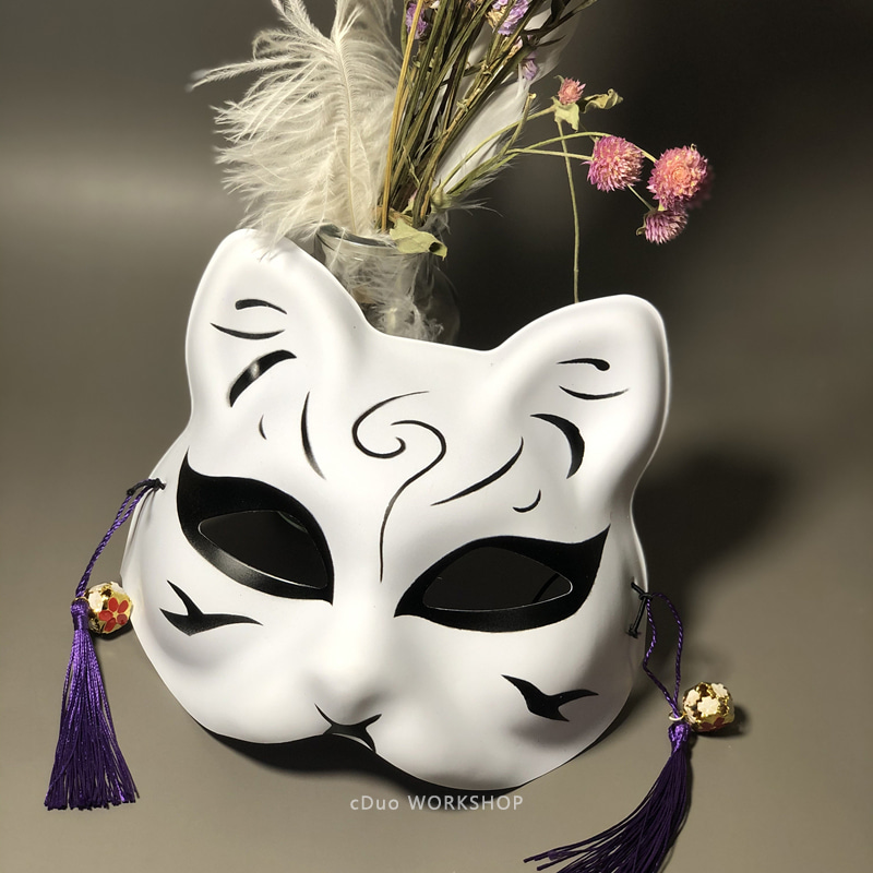 가면무도회 pvc 플라스틱 재팬과 바람의 얼굴 마스크 반얼굴 고양이 여우화-606102