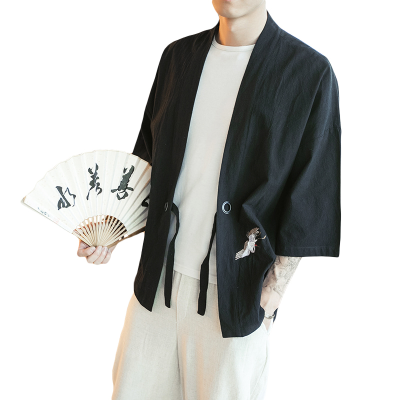 남자 7부자켓 얇은 루즈핏 카디건 빈티지 일본식 린넨 -608414