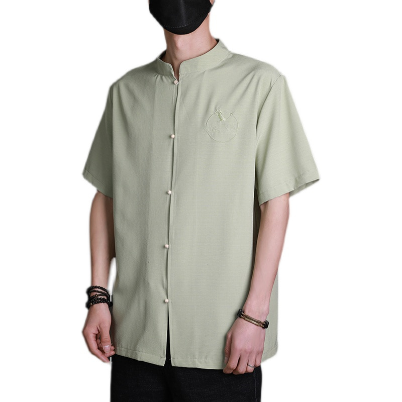 남자 반팔셔츠 심플 여름 자수 셔츠 조표-608527