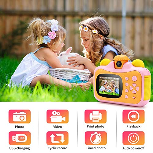 즉석카메라 미국 어린이용 32GB 즉석인쇄, 제로잉크 1080p 비디오 키즈 디지털 12MP 셀카 여아용-611071