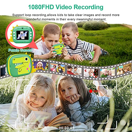 즉석카메라 미국 어린이용, WiFi 기능이 있는 즉석 프린트 1080P 비디오 2.4 화면 셀카 32G TF 카드 포함-611092