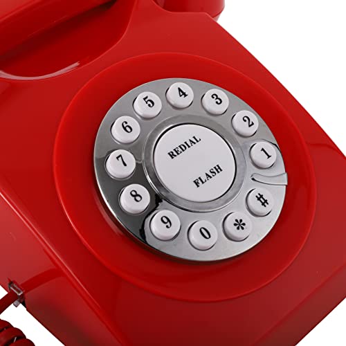 레트로 전화기 미국 빈티지 로터리 유선 레드 로터리폰 올드패션 로터리 다이얼 폰-611408