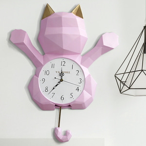 고양이 벽시계북유럽 부자 귀여운 고양이 시계 벽시계 창의 거실 정음 시계 제인-519662