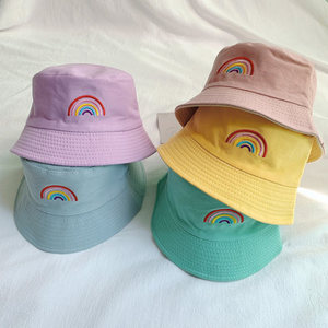 햇빛 가리개 태양 챙넓은 모자 양면 레인보우 자수 키즈 버킷햇 남녀 동하 썬캡-523093
